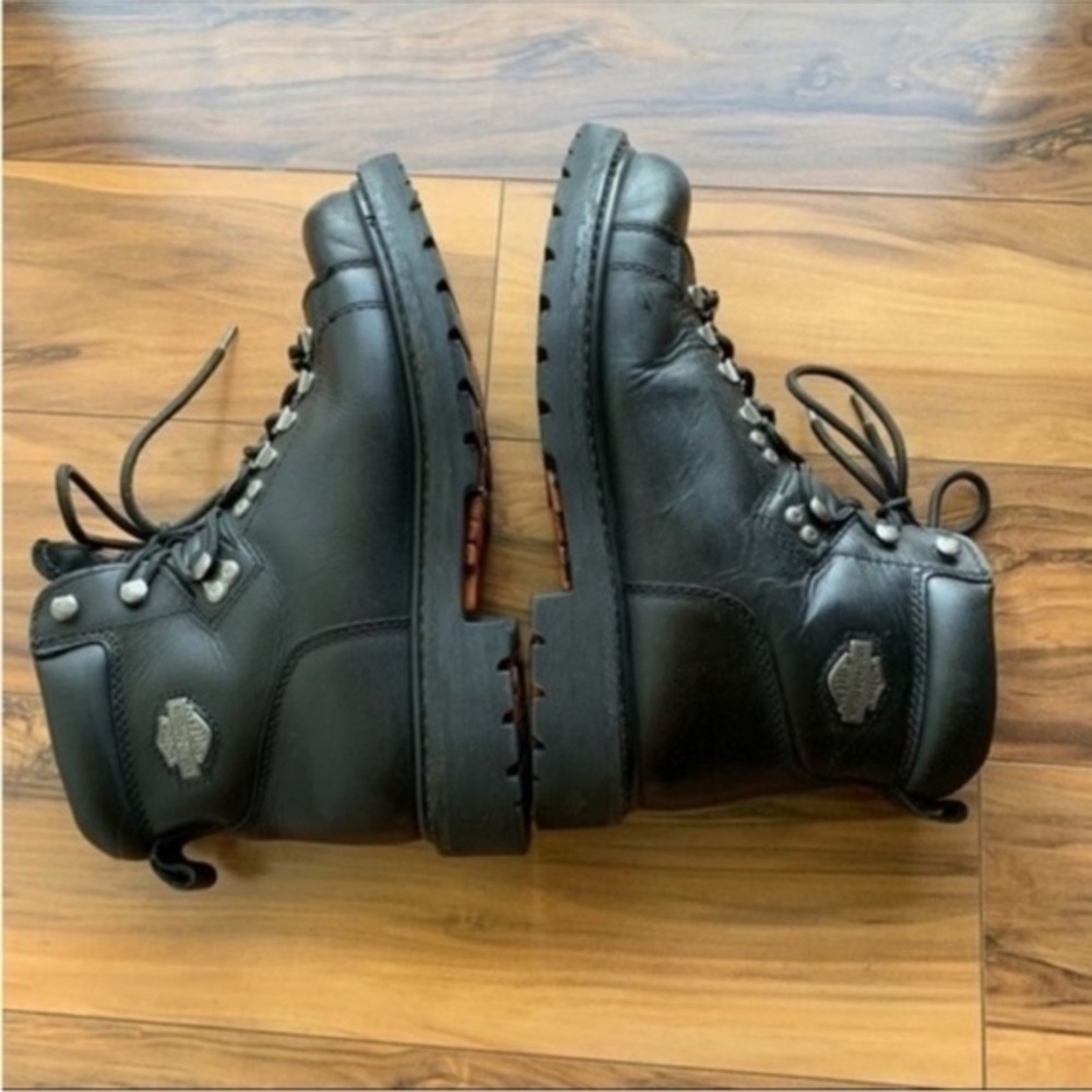 Harley Davison men’s black moto lace up boots 9